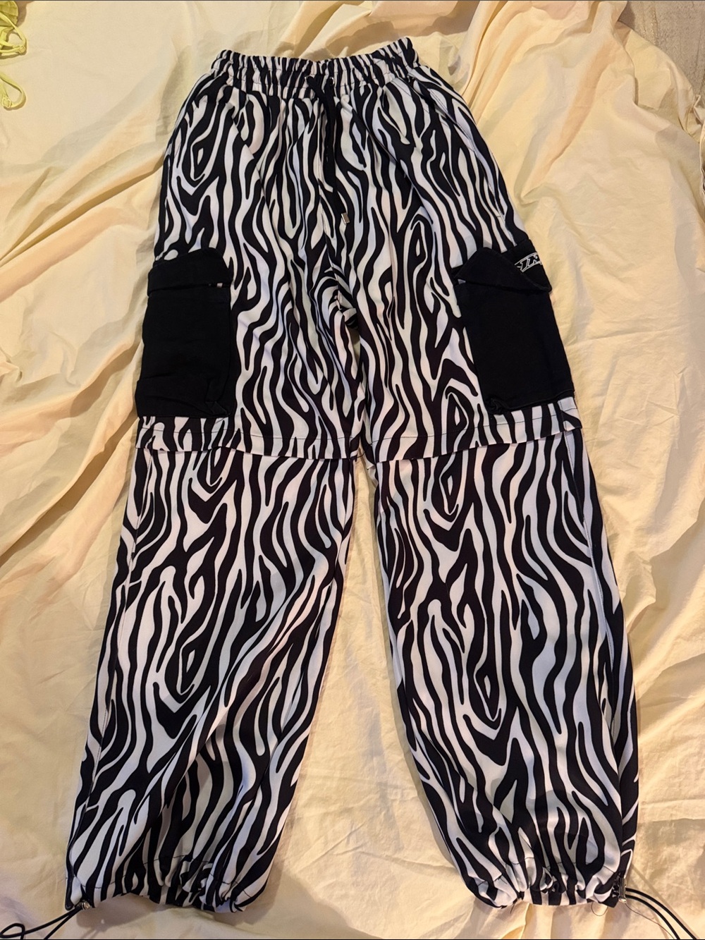Black & White Zebra Print Cargo Joggers